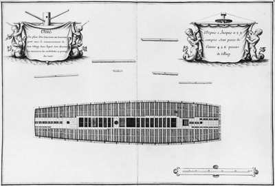 Plan van het derde dek van een schip, illustratie uit de 